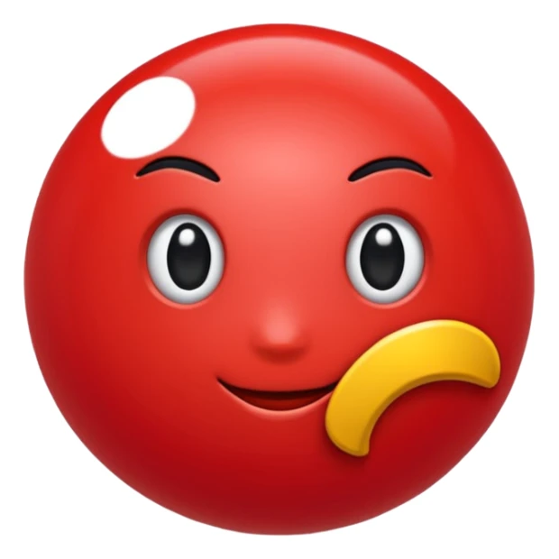 🔴 Parte de cima: vermelha, lisa e brilhante
⚪ Parte de baixo: branca
➖ No meio: uma faixa preta horizontal que divide a bola ao meio
⚪ No centro da faixa: um botão redondo branco (ou cinza claro), que parece um pequeno círculo
Formato: ⚪ Bola perfeitamente redonda sticker