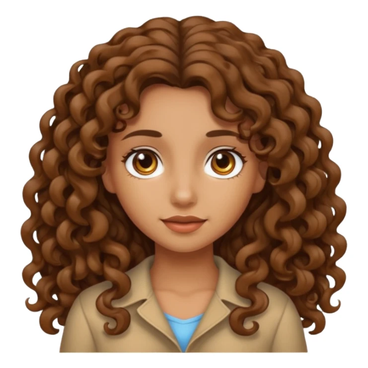 Fille cheveux bouclés longs brun et teint mate sticker