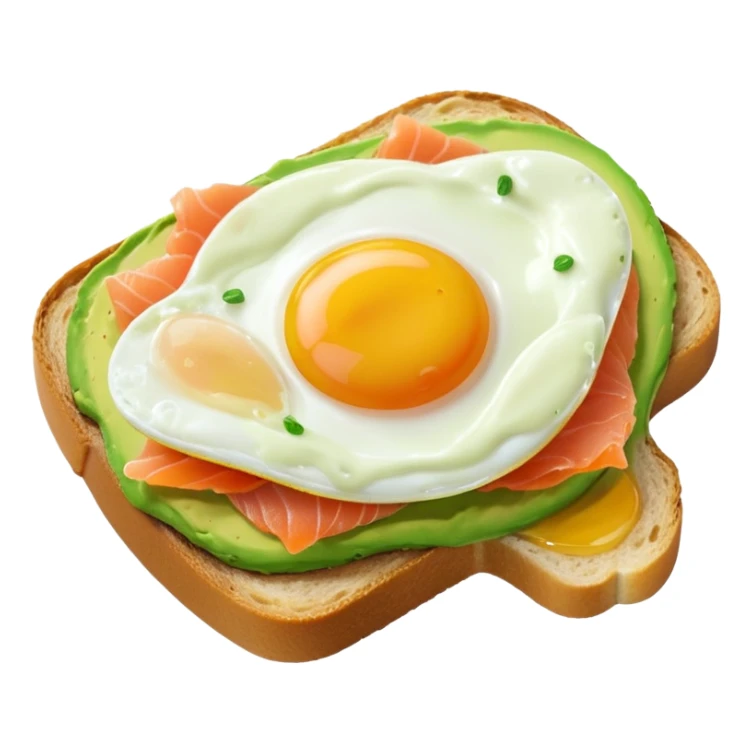 avocado toast with salmon and eggs, under green cream  sticker