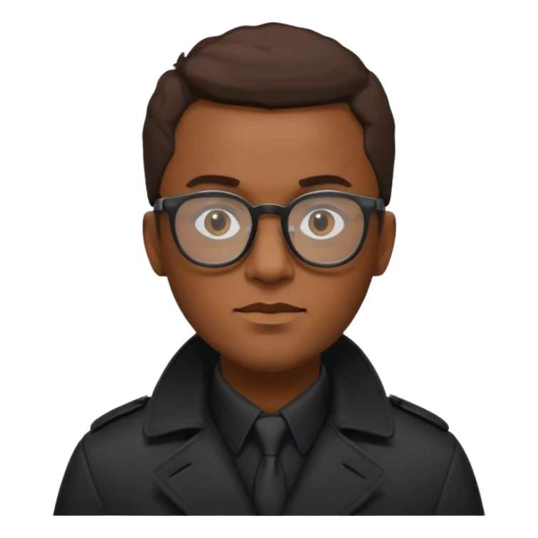 black man in black trenchcoat and glasses sticker