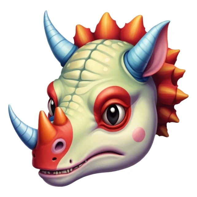 sad triceratops clown sticker
