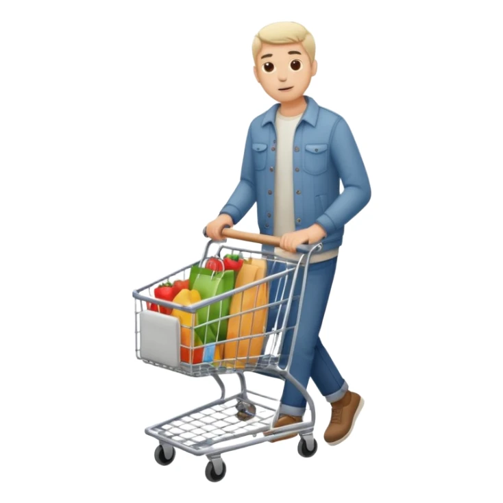 man-with-a-shopping-cart-full-body sticker