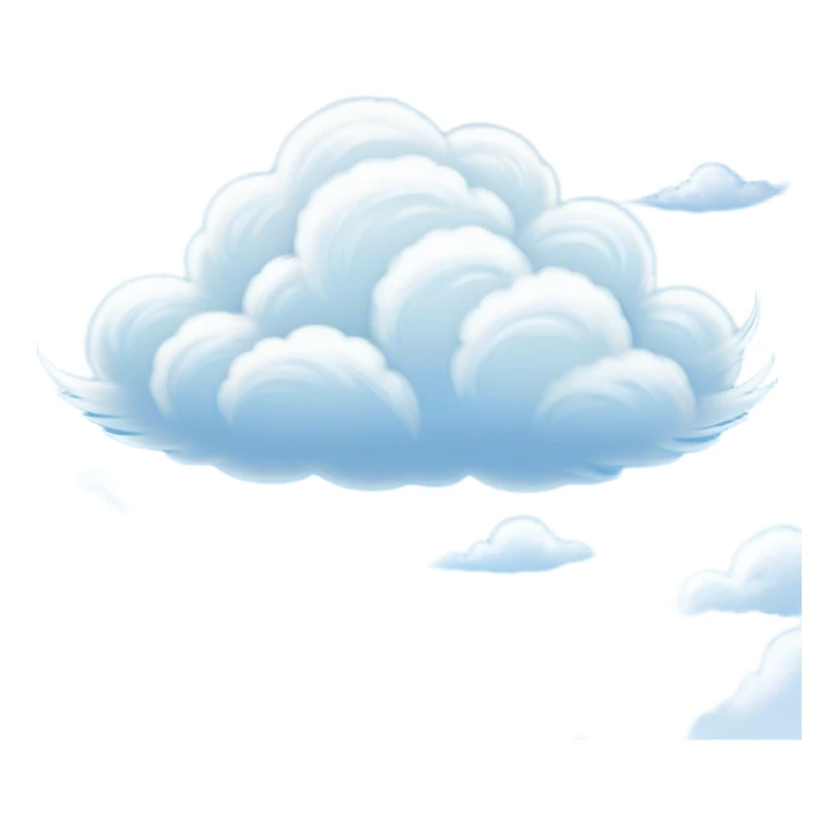 Cinematic Realistic Cirrus Emoji, High and wispy, with thin, delicate clouds stretching across the sky like brush strokes of white. The light, feathery clouds suggest clear weather and distant horizons, evoking a sense of tranquility. Soft glowing outline, capturing the essence of serene skies and airy beauty in a graceful cirrus cloud! sticker