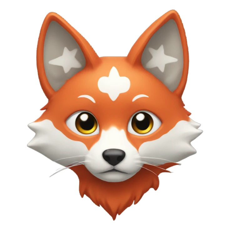 Kitsune head, red and white, star eyed sticker