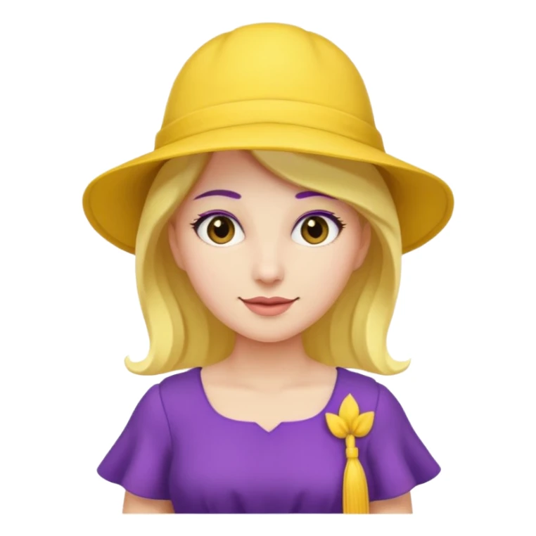 purple dress woman with yellow hat sticker