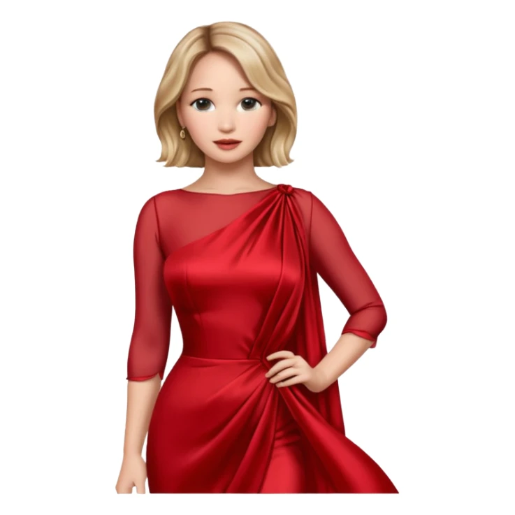Jennifer Lawrence, in a red dress sticker