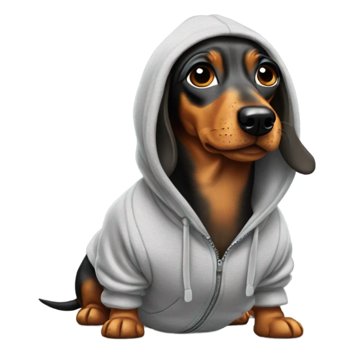 Weiner dog wearing a hoodie sticker