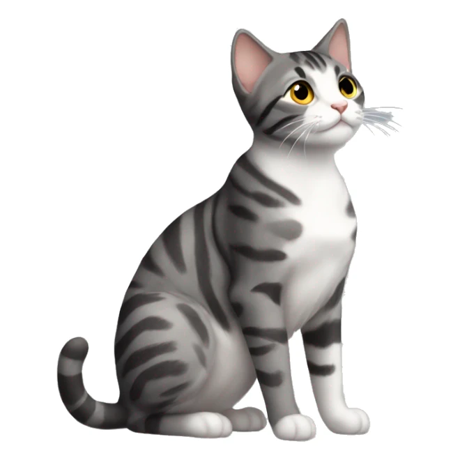 dark gray tabby cat with white chest kissing cream spotted cat sticker