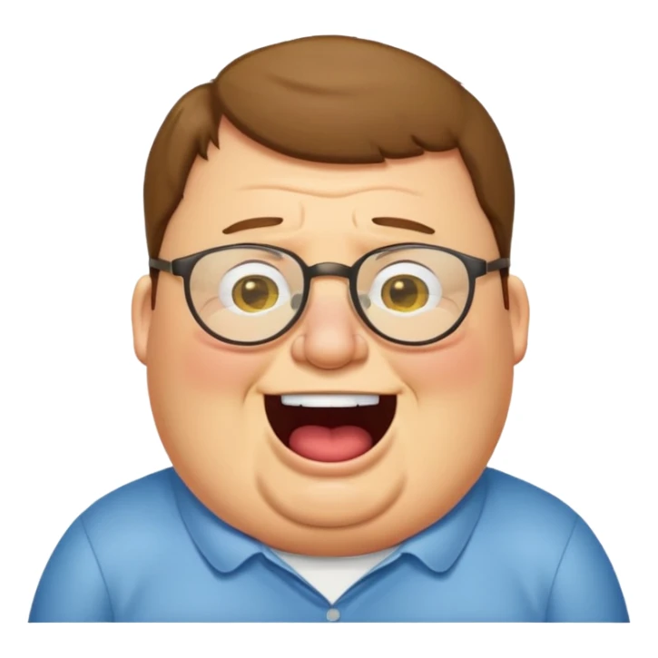 peter griffin with glasses as a laughing crying emoji in Midjourney style sticker