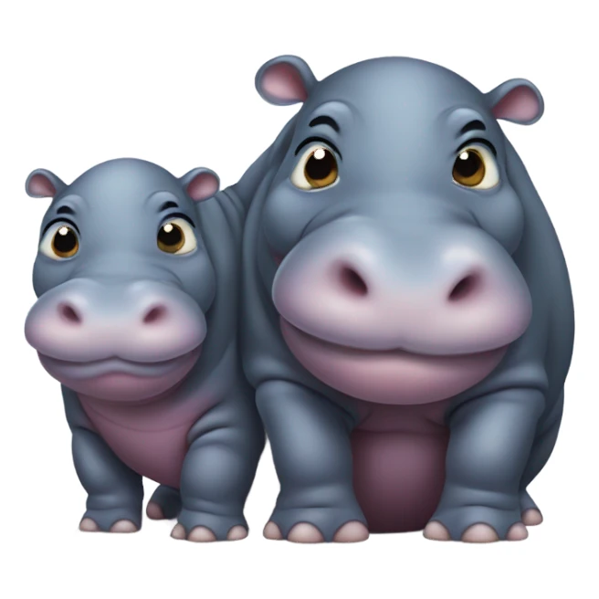 Chonky baby hippo loving her mom sticker