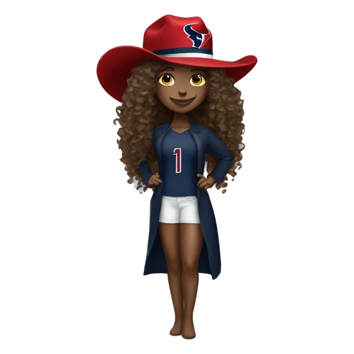 HOUSTON TEXANS hat woman with long curly hair  sticker