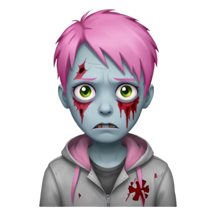 Sad zoombie pink hair sticker