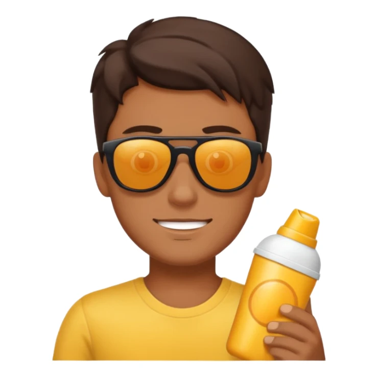 
male brunet suncream and sunglasses sticker