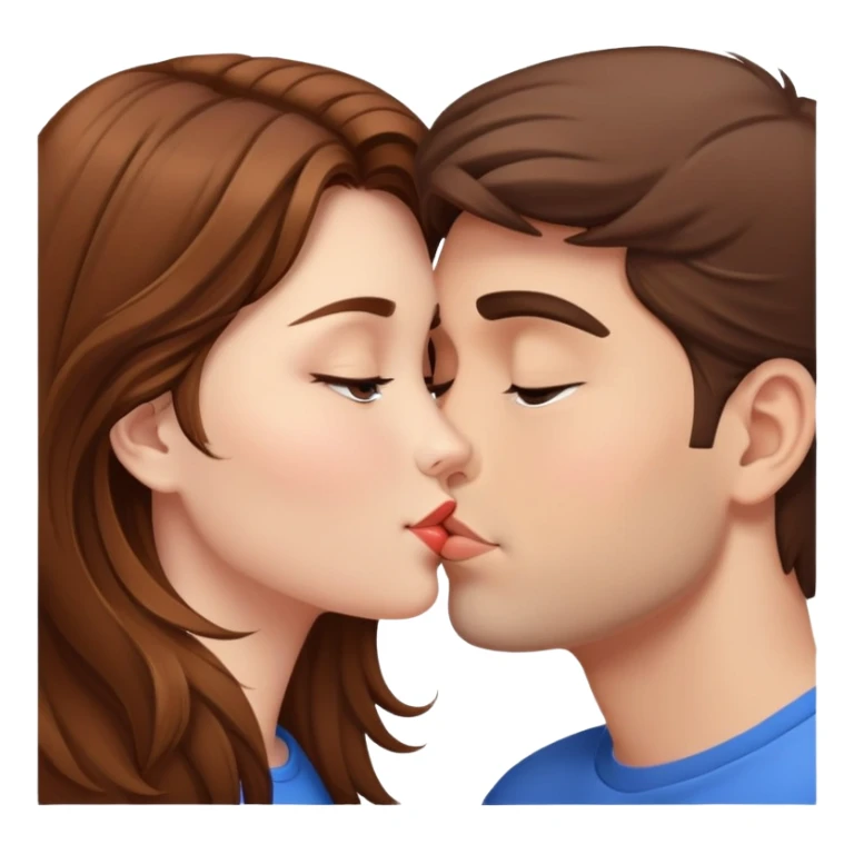 Brown hair girl Kissing guy sticker