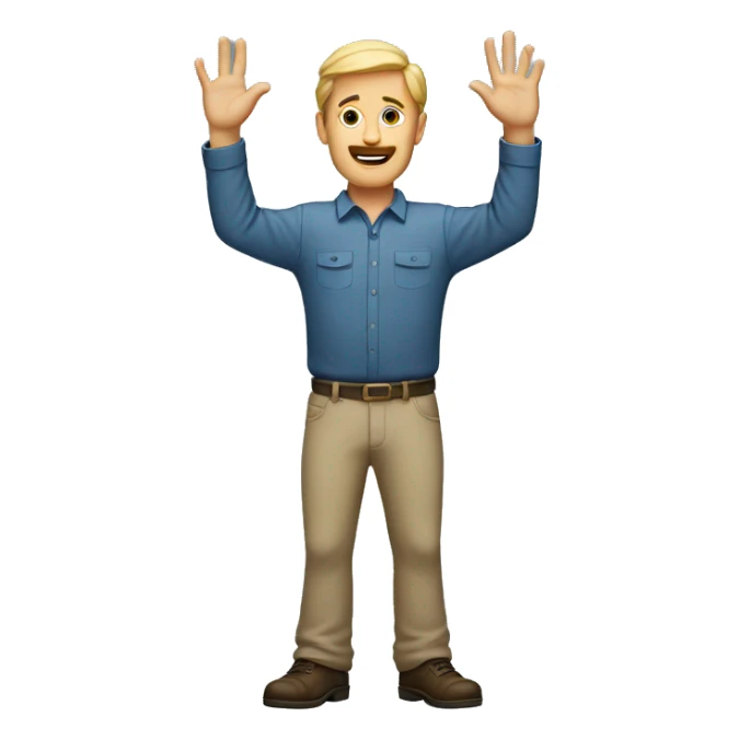 normal white man who raises his hand above his head sticker