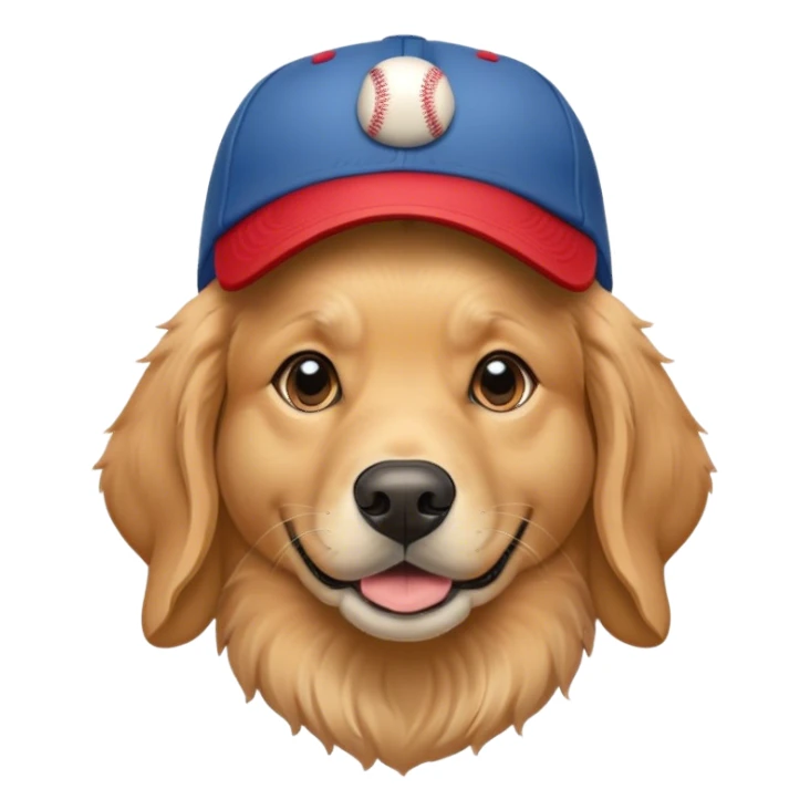 un cane di razza golden retriver con un cappello da baseball in teta sticker
