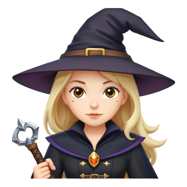 A girl in a captain's uniform and a witch's hat, holding a sword. sticker