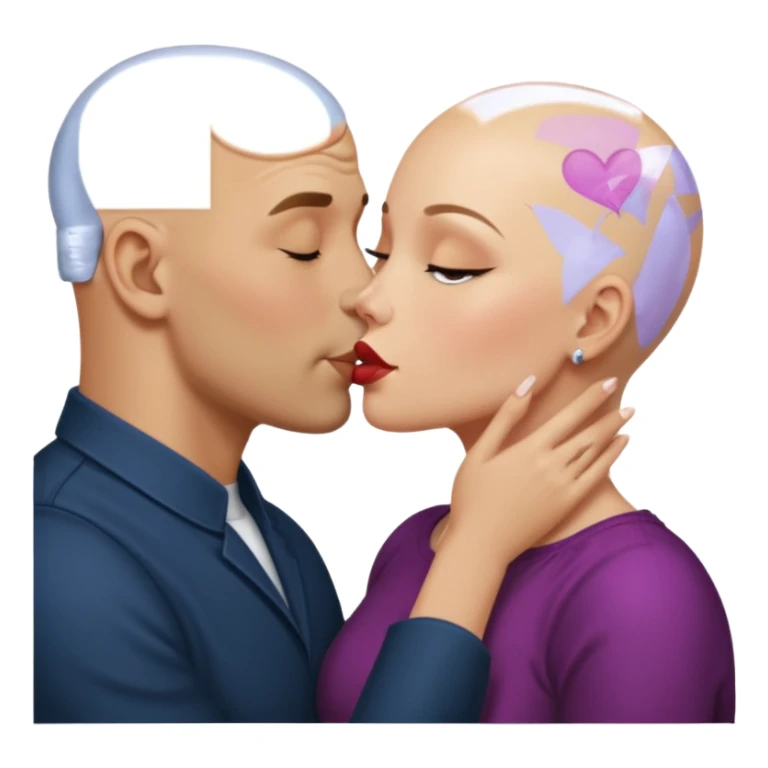 Bald man kissing dark blonde woman sticker