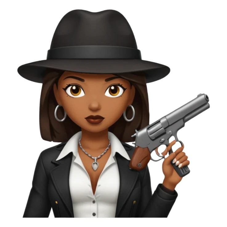 A sexy black female gangster with a gun sticker