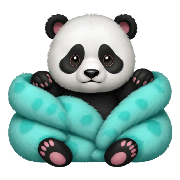 make a cute DARK GREEN PANDA with some furry cyan pjs laying down sticker