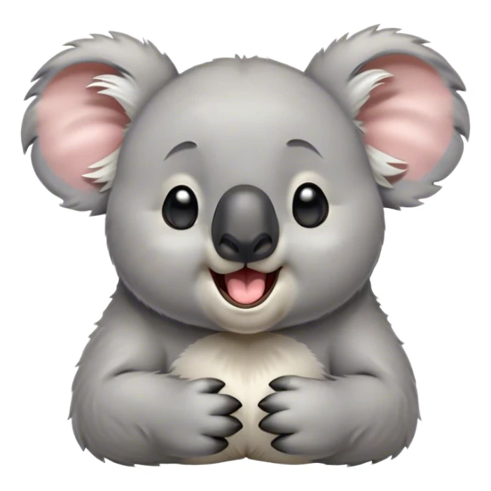 Cinematic Cute Yawning Koala Portrait Emoji, Head tilted slightly with a dramatic, wide-open yawn, showcasing a soft, downy grey fur with drooping ears and round eyes barely open in drowsy contentment, Simplified yet irresistibly adorable features, highly detailed, glowing with a soft, cozy glow, high shine, relaxed yet expressive, stylized with a touch of gentle whimsy, bright and endearing, soft glowing outline, capturing the essence of a sleepy yet affectionate koala, so drowsy it feels like it could stretch out of the screen and curl up for a nap! sticker