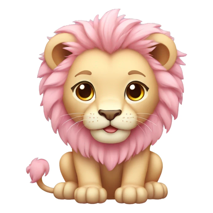 Pastel Pink Chibi Kawaii Cartoon Lion sticker