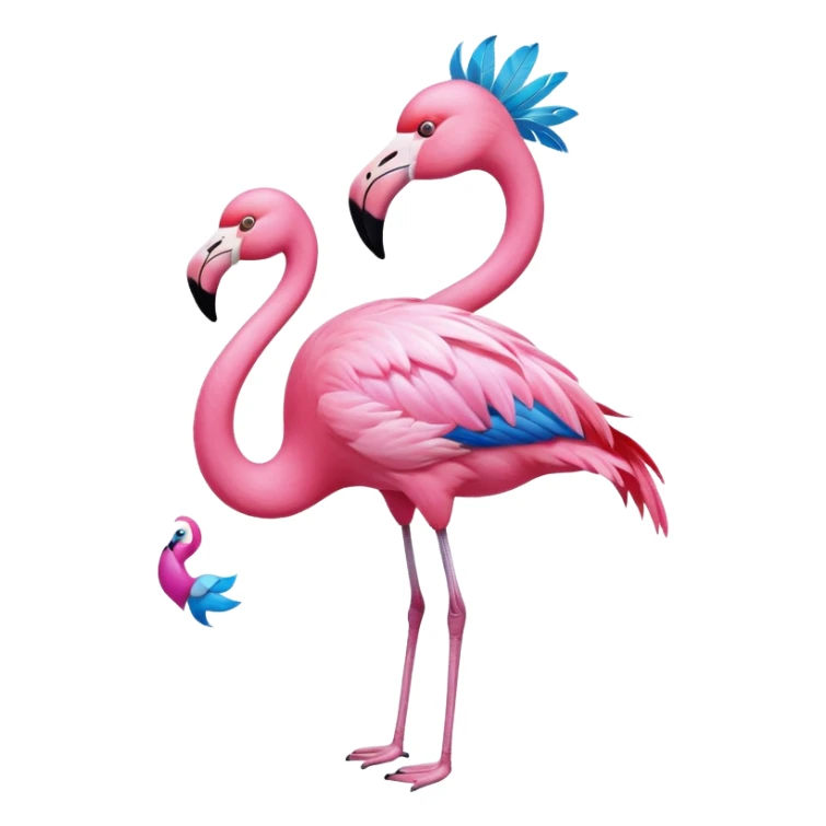 Flamingo wearing a blue Bahamas flower on its head  sticker