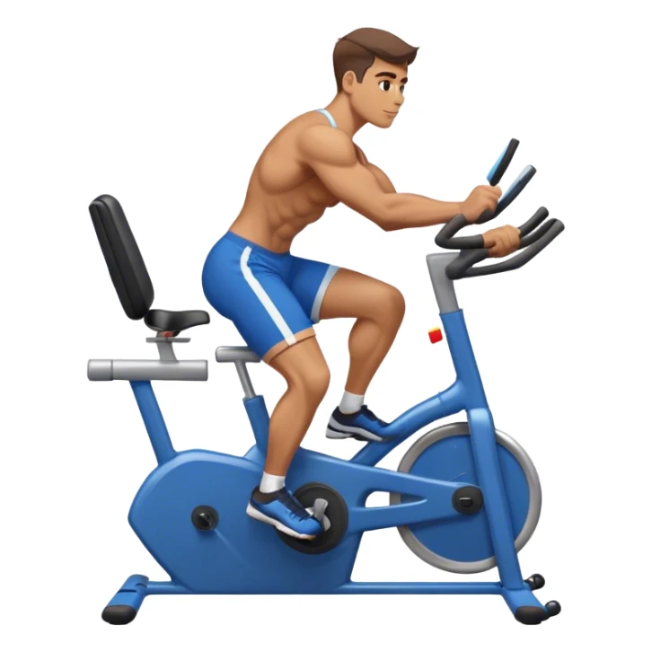 buff guy blue shorts stationary bike sticker