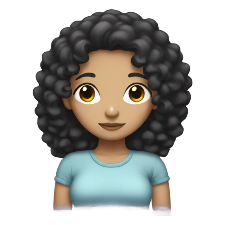 Sleepy girl with black curly hair sticker