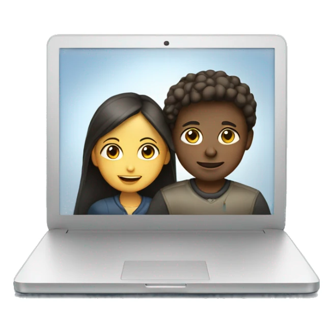 Girl and boy laptop with light above head sticker