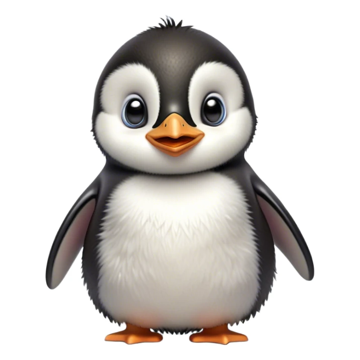 Cinematic Comical Baby Penguin Portrait Emoji, Head tilted dramatically with an exaggeratedly shocked expression, featuring delightfully fluffy plumage with wide, comically expressive eyes full of humorous disbelief, Simplified yet hilariously expressive features, highly detailed, glowing with a slightly sassy polar glow, high shine, dramatic yet playful, stylized with an air of cheeky innocence, soft glowing outline, capturing the essence of a meme-worthy baby penguin that seems ready to side-eye its way into viral fame! sticker