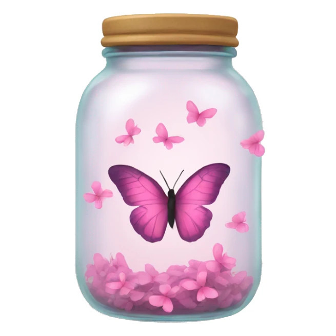 glass jar with pink butterflies inside sticker