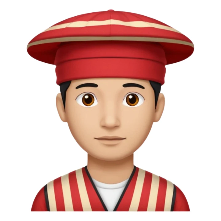 man wearing a Nepali Dhaka topi with stripes and design on it and it should be in red colour sticker