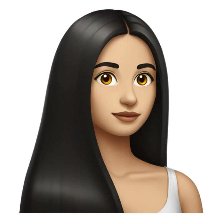 Hyper Realistic Beautiful Spanish girl brown eyes straight very long dark black hair  sticker