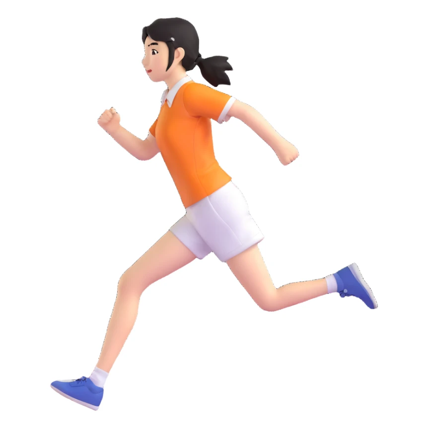 Japanese female high school student in PE uniform running on track sticker