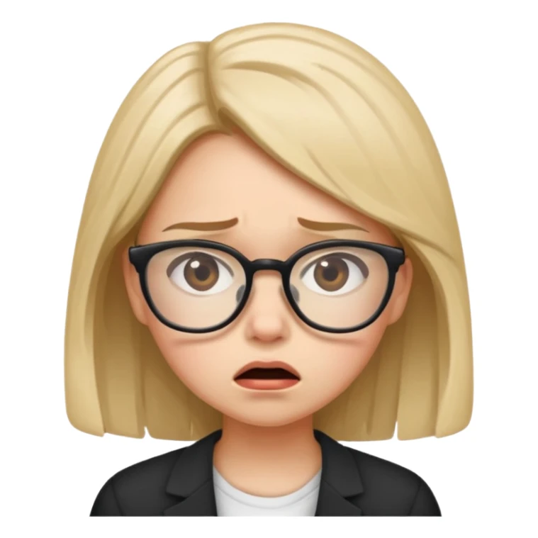 a young lady going crazy not having any work... wearing glasses sticker