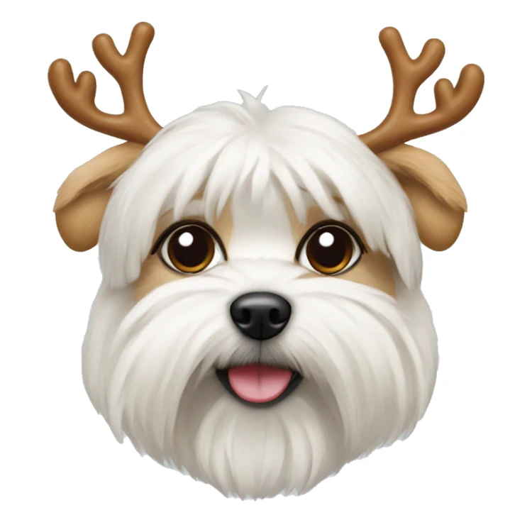 white morkie dog with reindeer headband sticker
