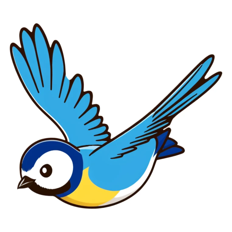 Eurasian blue tit bird flying in the air sticker
