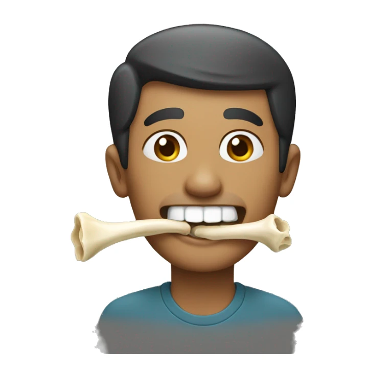 A man smiles with a bone in his mouth sticker