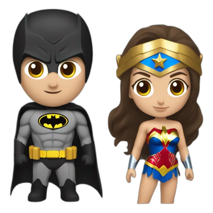 Un samoyède avec Batman et Wonder Woman sticker