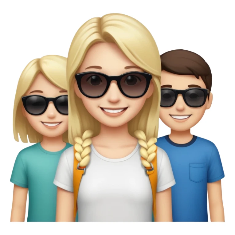 smiling girl with boys outdoors dark sunglasses  sticker