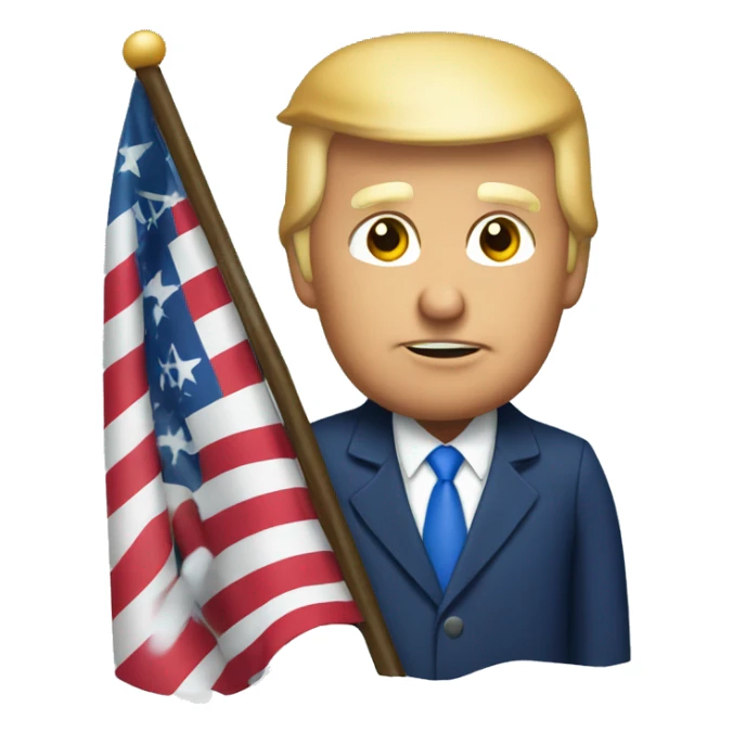 Trump holding an American flag with snow sticker