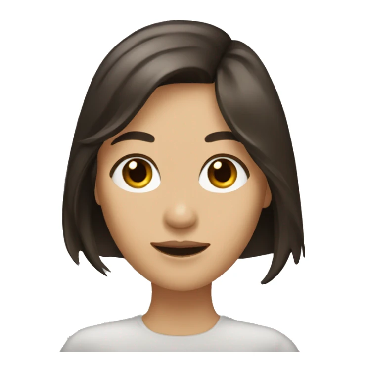 brunette woman with dark brown eyes, bangs and long hair waving sticker