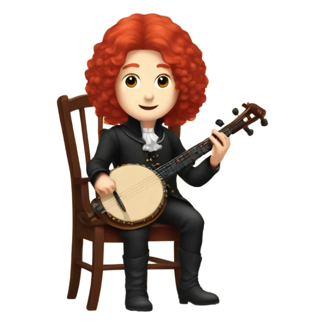 Antonio Vivaldi Red haired wig older chibi sitting chair banjo sticker