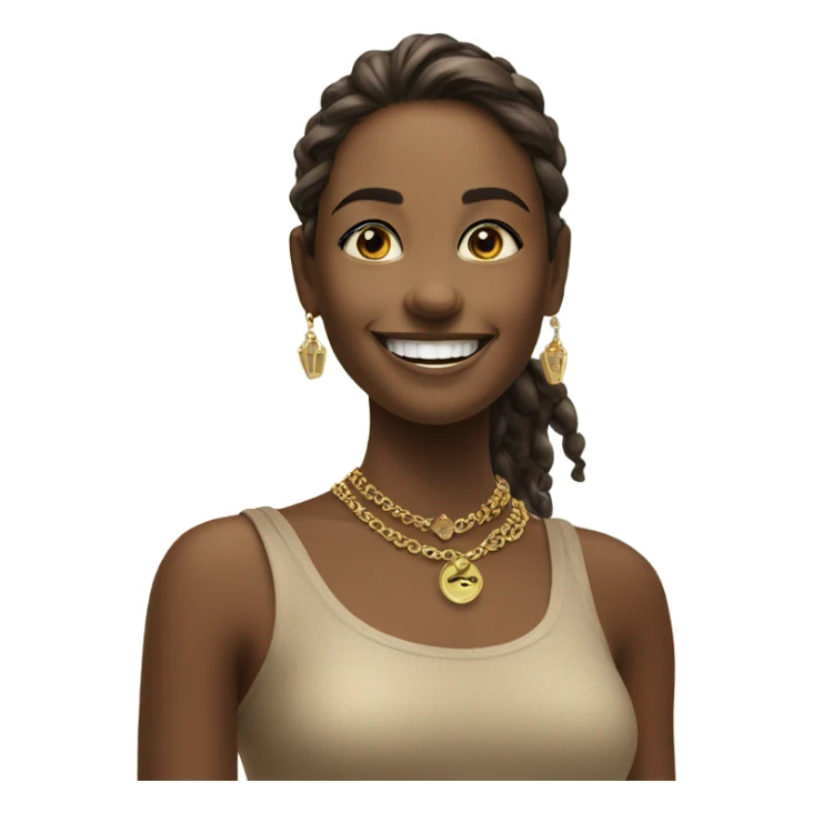 smiling girl outdoors with jewelry saying hi sticker