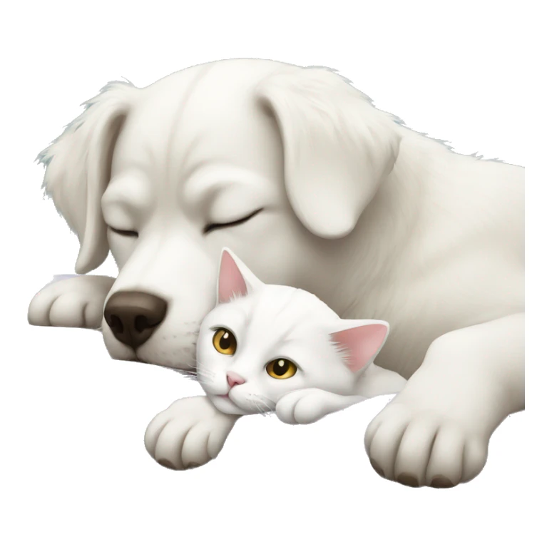white cat and dog sleepinh sticker