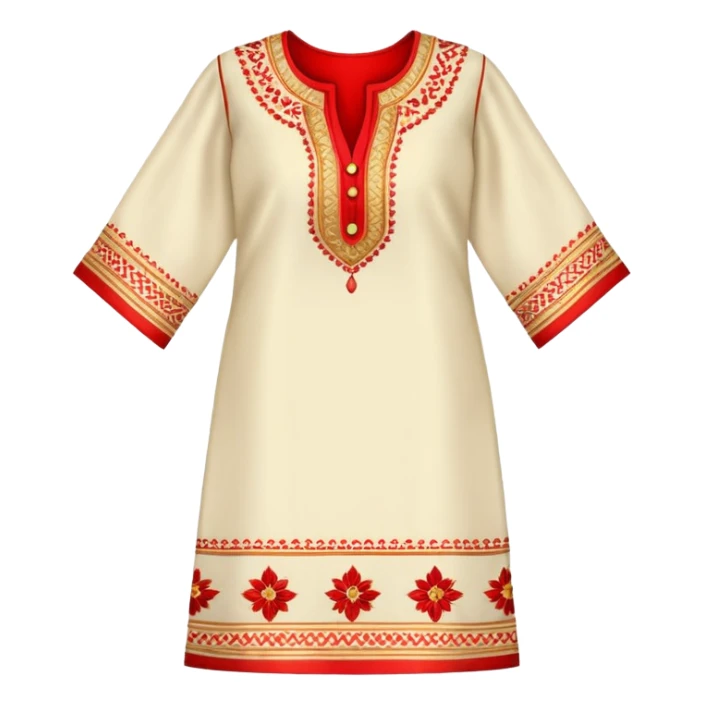 Traditional embroidered women's kurti in red color with gold patterns sticker