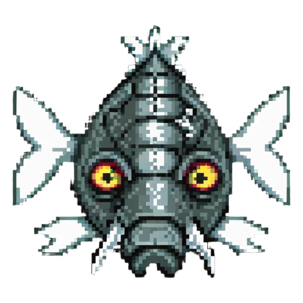 dead fish head logo with X eyes and a bone, fish head separated from body sticker