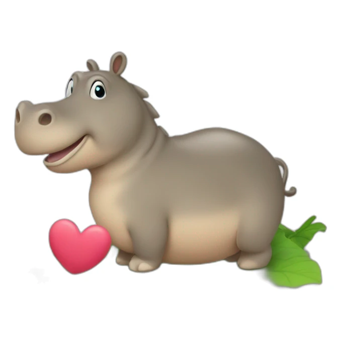 Chat sur un hippopotame avec des cœur sticker
