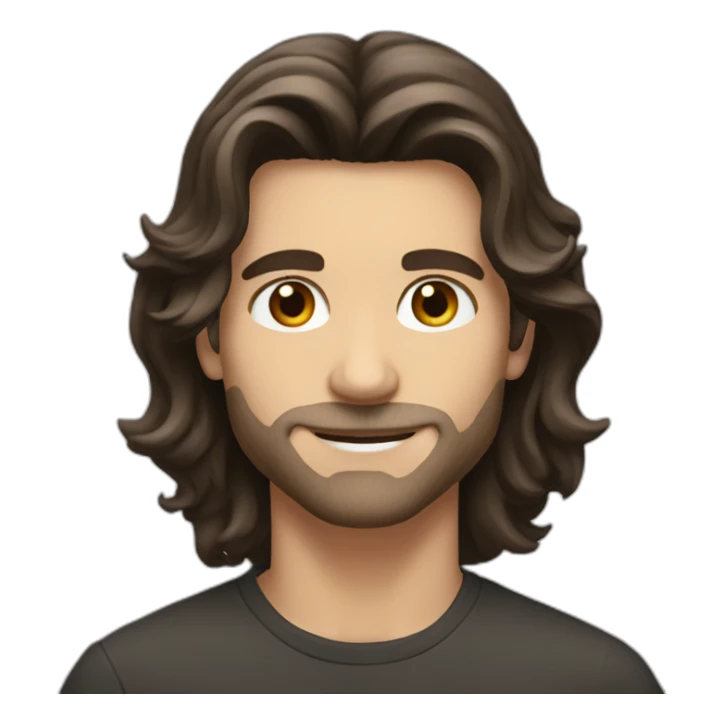 dark brown mid long hair beautiful white man sticker